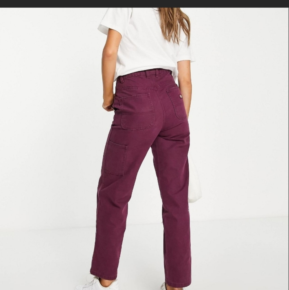 Dickies burgundy purple duck canvas pants, women's size 8